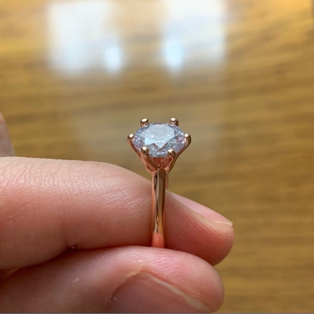 18K Rose Gold Diamond Ring Size 6 - Picture 4 of 13